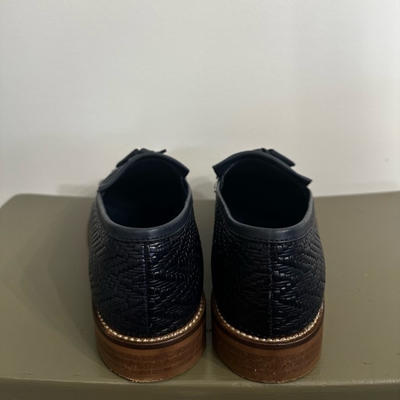 Annabella Navy Blue Woven Leather Kiltie Tassel Loafers Size 39/8-8.5 - Picture 5 of 9
